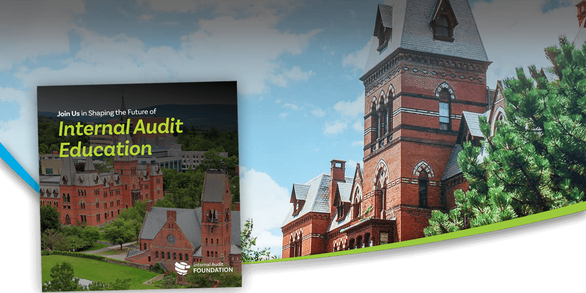 A university building housing resources and funding opportunities that advance internal audit education through global academic partnership programs.