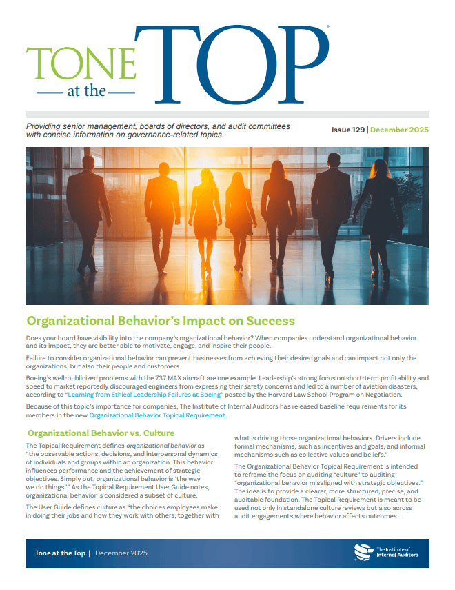 Tone at the Top: Organizational Behavior’s Impact on Success