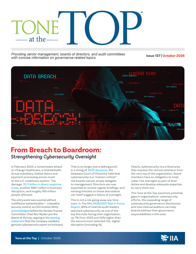 Tone at the Top: From Breach to Boardroom: Strengthening Cybersecurity Oversight
